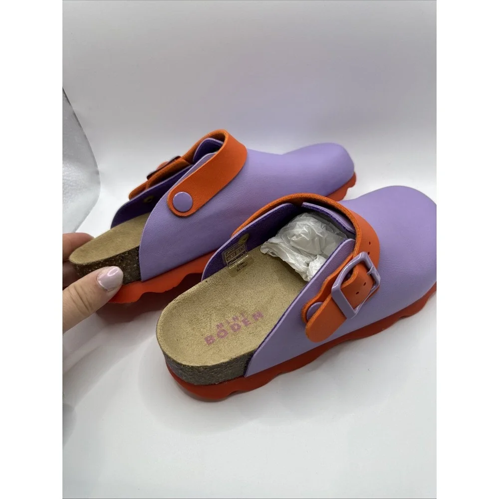 Mini Boden Girls Size 34 US 3 Orange And Purple Clogs #1006